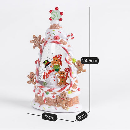 WDL-25014B Gingerbread Christmas Snowing Music Lamp Ornament