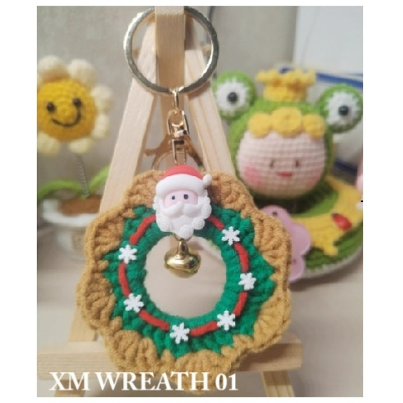 Keychain Keyring Lucky Christmas Crochet Wreath (Assorted Designs)