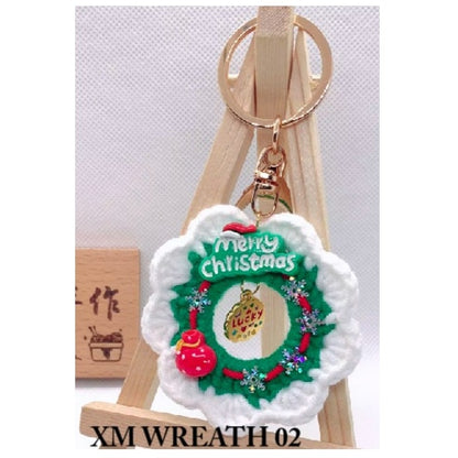 Keychain Keyring Lucky Christmas Crochet Wreath (Assorted Designs)