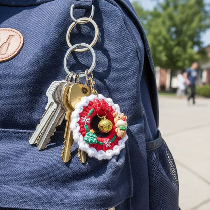 Keychain Keyring Lucky Christmas Crochet Wreath (Assorted Designs)