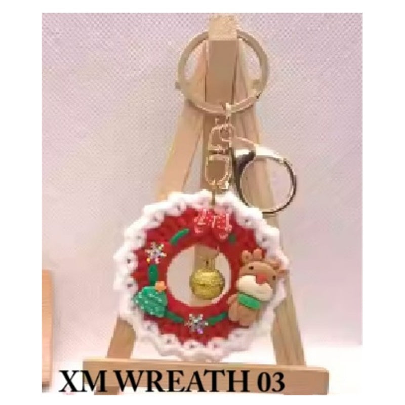 Keychain Keyring Lucky Christmas Crochet Wreath (Assorted Designs)