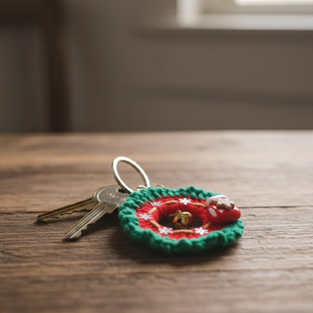 Keychain Keyring Lucky Christmas Crochet Wreath (Assorted Designs)