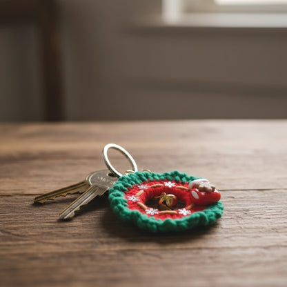 Keychain Keyring Lucky Christmas Crochet Wreath (Assorted Designs)