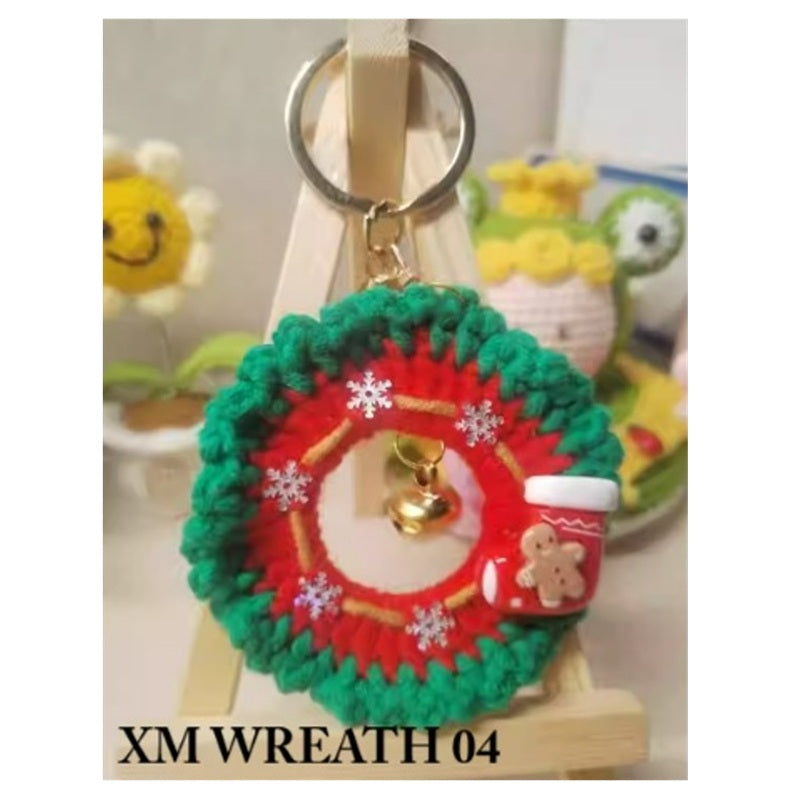 Keychain Keyring Lucky Christmas Crochet Wreath (Assorted Designs)