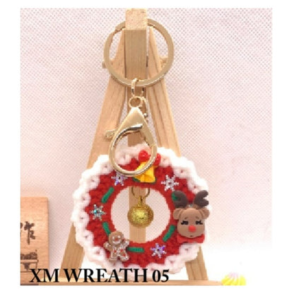 Keychain Keyring Lucky Christmas Crochet Wreath (Assorted Designs)