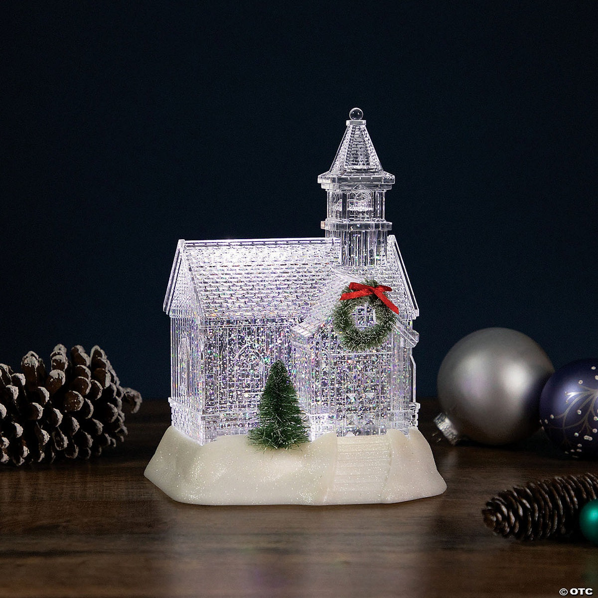YJ-2583 Translucent House in Winter Christmas Ornament Snowing Music Lamp