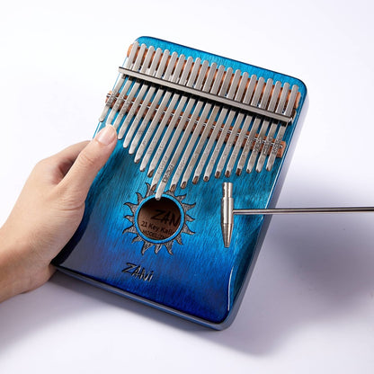 Zani Authentic 21 Keys Kalimba African Mahogany Wood Thumb Piano - SUN BLUE