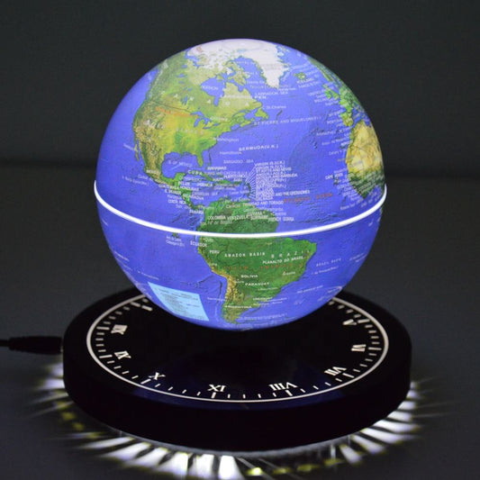 NV Magnetic Levitating World Globe (Roman Clock Design Base) 14cm