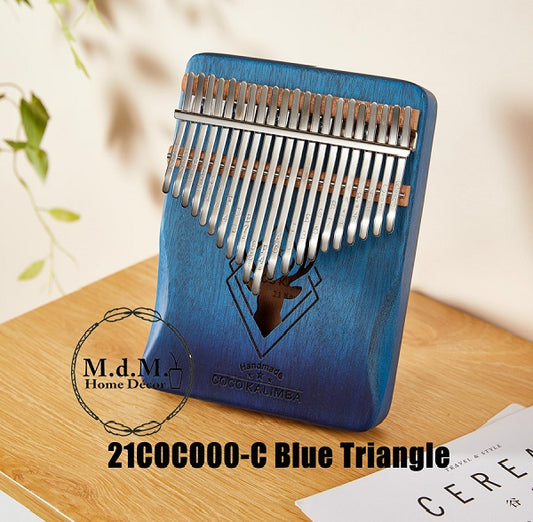 Cega Authentic 21 Keys Kalimba African Mahogany Wood Thumb Piano - Blue Triangle