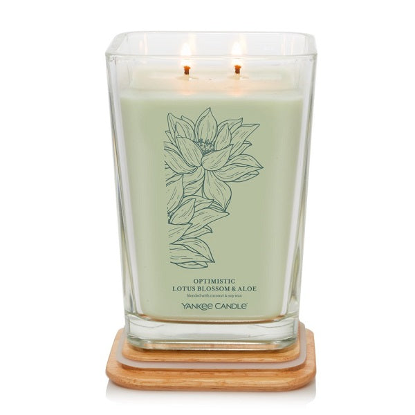Well Living Large Square Candle - Optimistic Lotus Blossom & Aloe